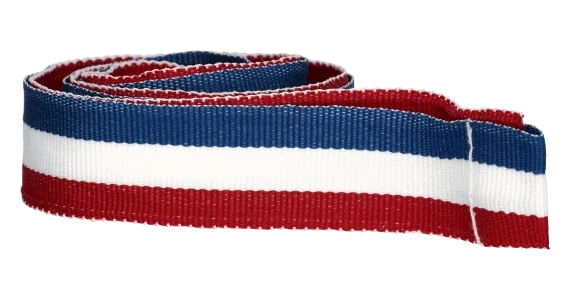 Ribbon for medal in blue — white — red colour