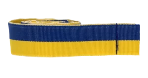 Ribbon for medal in blue — yellow colour