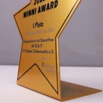 Star-Shaped Statuette with Black Printed Company Name