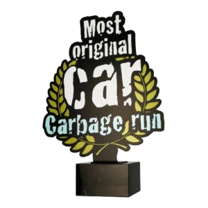 Custom made trophy for Carbage Run