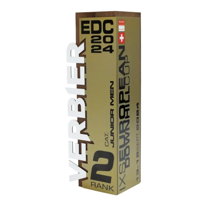 Cycling award in the shape of a rectangular prism for the IXS European Downhill Cup