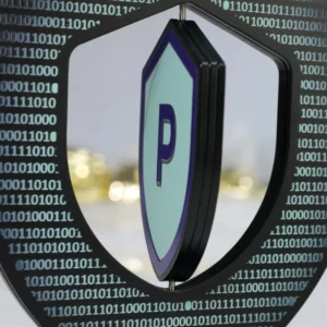 A personalised metal trophy on a marble base made for Promon Malware Hunter 2024