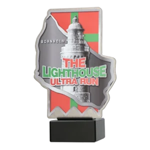 Custom made trophy for The Lighthouse Ultra Run